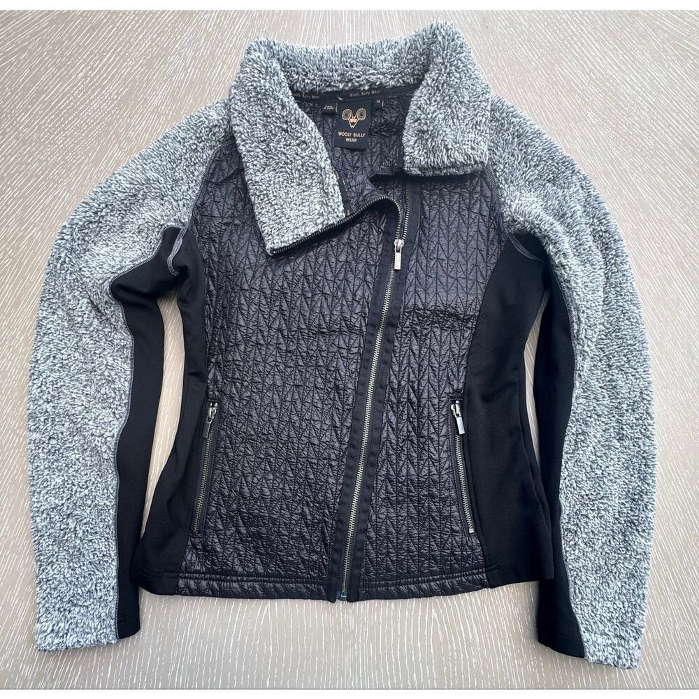Wooly Bully Wear Women’s M Mixed Media Asymmetrical Full Zip Fleece Jacket